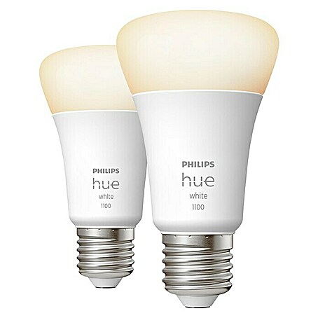 Philips Hue LED-Lampe White (E27, Dimmbar, 1.055 lm, 9,5 W, 2 Stk.)