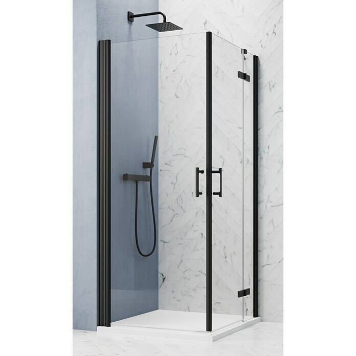 GEO Hit Pro Eckdusche B-PE130 (100 x 80 x 202,2 cm, Beschichtet, Schwarz, Glasstärke: 6 mm) | BAUHAUS