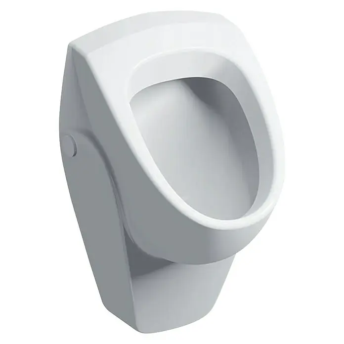 Geberit Renova Urinal Typ 2 - Mit schmutzabweisender Glasur, Zulauf: Hinten, Druckspülung, Weiß - Ein modernes, weißes Urinal für Herren. Das spülrandlose Urinal ist für die Wandmontage vorgesehen und hat eine elegante Form.
