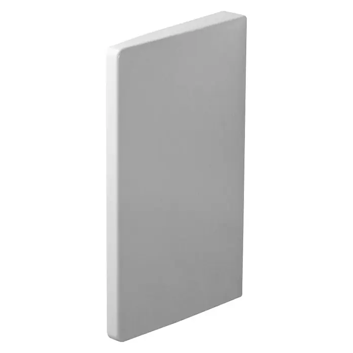 Duravit Starck 3 Urinal-Trennwand - 40 x 70,5 cm, Keramik, Weiß, Unbeschichtet - Nahaufnahme einer stilvollen, grauen Seitenverkleidung, die sich ideal zur ästhetischen Aufwertung eignet. Perfekt für moderne Innenräume.