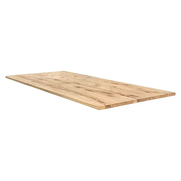Tischplatte Rustic - Ulme, 200 x 80 x 2,7 cm - Eine hochwertige, rechteckige Tischplatte aus hellem Holz, die die natürliche Maserung und Wärme des Holzes hervorhebt. Ideal für moderne Innenräume.