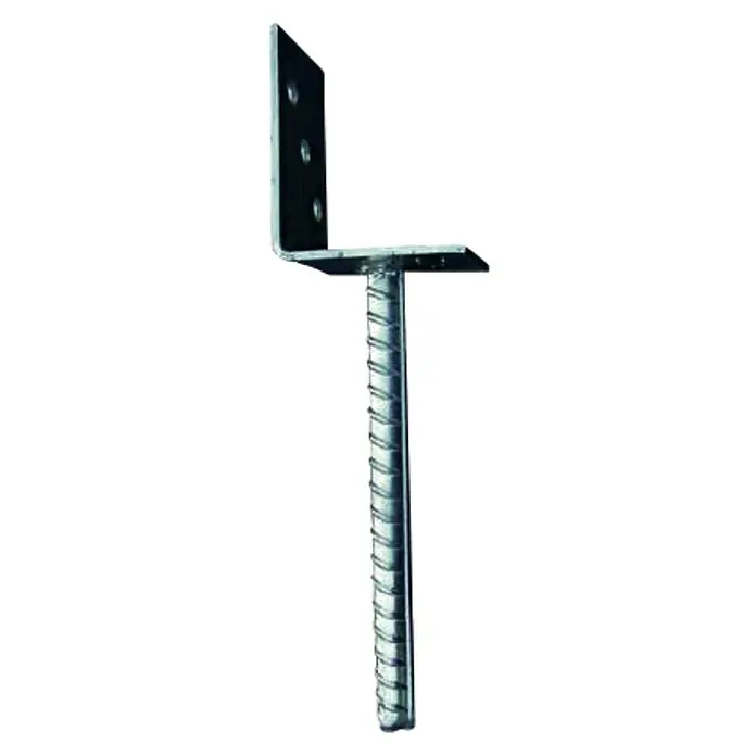 T & J L-Stützenschuh - 8 x 8 x 30 cm, Verzinkt, Passend für: Pfosten 9 x 9 cm - Metallpfostenanker zur Befestigung von Holzstrukturen im Boden. Robuste Ausführung für hohe Stabilität.