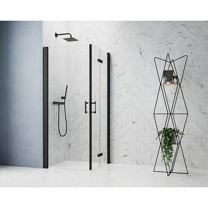 GEO Hit Pro Eckdusche B-PE140 (80 x 80 x 202,2 cm, Beschichtet, Schwarz, Glasstärke: 6 mm) | BAUHAUS