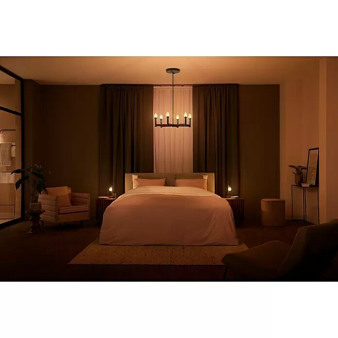Philips Hue Smart-LED-Lampe White Ambiance Filament - E27, Dimmbar, Warmweiß, 550 lm, 7 W, Lampenbezeichnung: A60, 1 Stk. - Stimmungsaufnahme