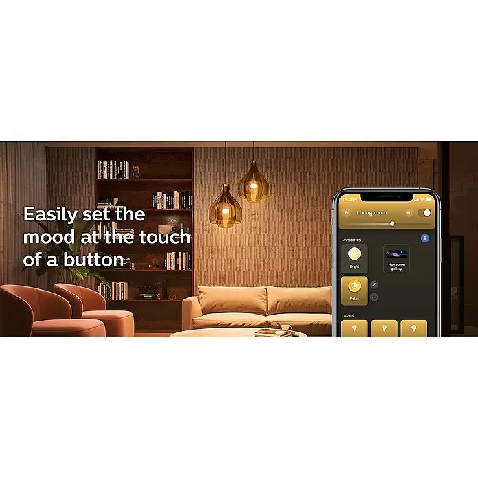 Philips Hue Smart-LED-Lampen Set White Ambiance - E27, Dimmbar, Warmweiß, 1.100 lm, 8 W, 1 Stk. - Anwendungsbeispiel