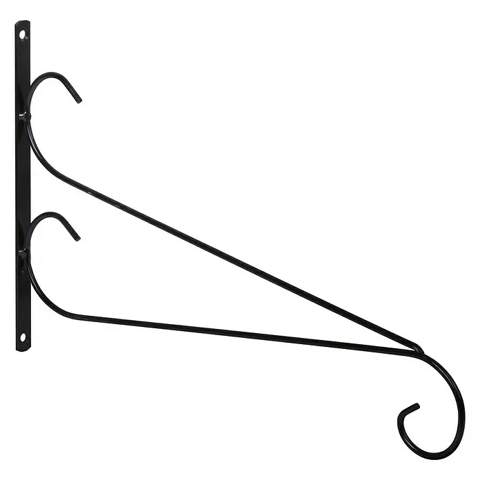 A.H.G. Soporte para pared - 40 cm - Elegante colgador de plantas metálico negro con volutas decorativas. Un gancho robusto diseñado para sostener cestas colgantes y arreglos florales.
