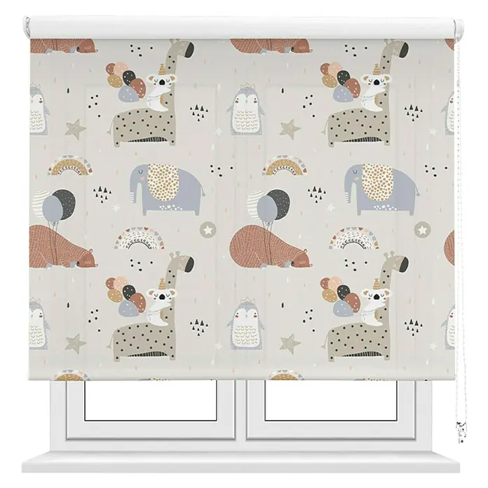 Estor enrollable Animales - An x Al: 90 x 190 cm, Gris - Una cubierta de ventana con un patrón de animales lindo, que añade un toque lúdico a cualquier habitación. La persiana ofrece control de la luminosidad.