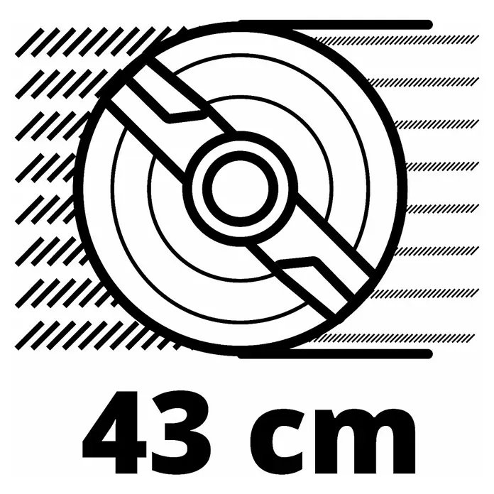 Einhell Power X-Change 18V Akku-Rasenmäher GE-CM 36/43 Li M - 18 V, 2 Akkus, 4 Ah, Schnittbreite: 43 cm - Symbol mit dem Durchmesser des Produkts von 43 cm.