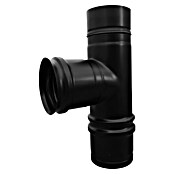Pellet-T-Stück (Durchmesser: 80 mm, Edelstahl, Pulverbeschichtet, Schwarz)
