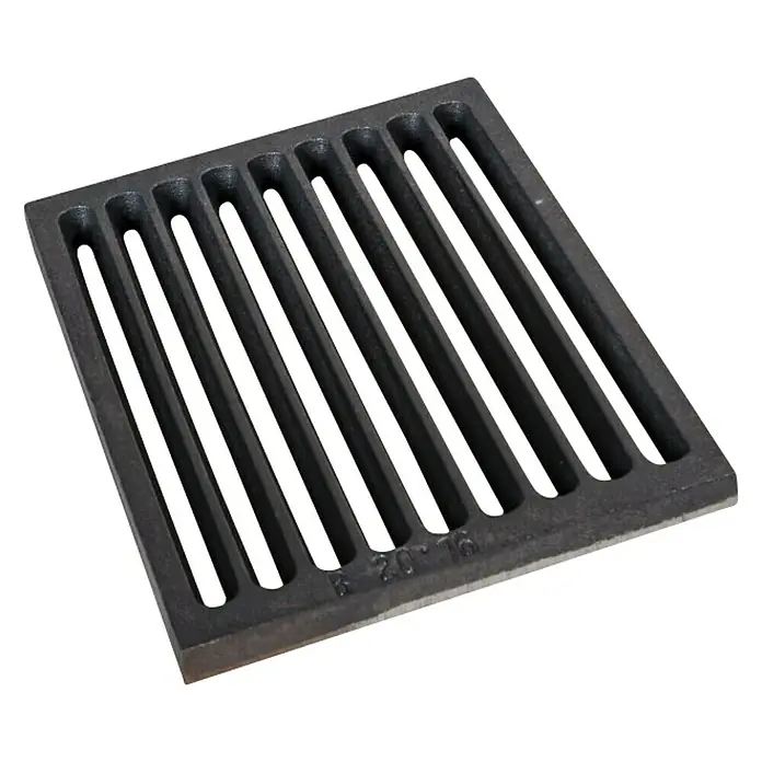 Gussrost - 16 x 28 cm, Anthrazit - Schwarzer gusseiserner Grillrost mit parallelen Schlitzen für den Einsatz im Freien oder in der Küche.