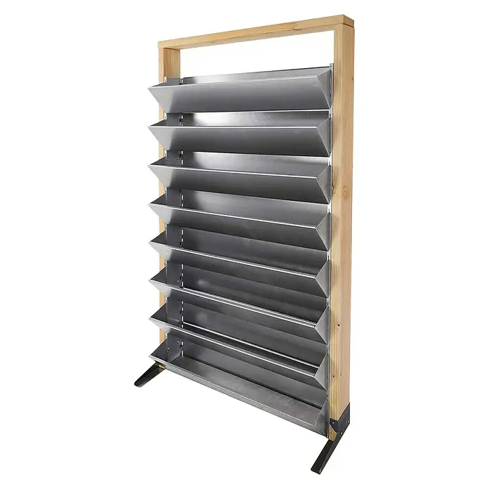 Bellissa Hochbeet Inalto L8 - 100 x 32 x 180 cm, Stahl, Hellbraun/Silber - Metalllamellen-Struktur in einem Holzrahmen, ideal für Belüftung und Sonnenschutz, robuste Bauweise.