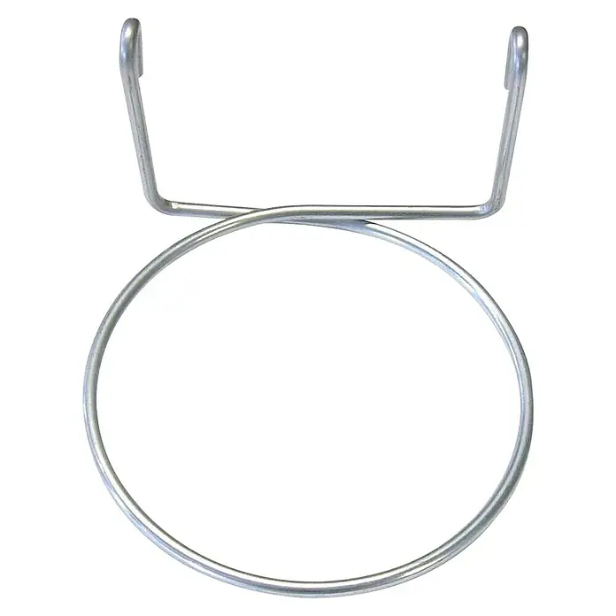 Bellissa Blumentopfhalter Fermo - Durchmesser: 12 cm, Silber - Nahaufnahme einer silbernen Metallhalterung mit einem Ring und zwei Bügeln zum Aufhängen, ideal für vielfältige Befestigungen.