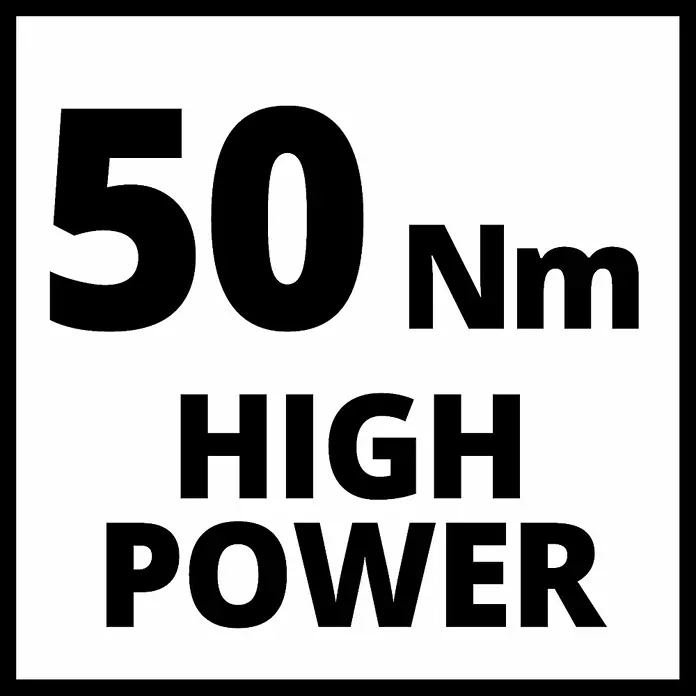 Einhell Professional PXC 18V Taladro atornillador percutor de batería TE-CD 18/50 Li-i BL - 18 V, 2 baterías, 2 Ah - 4 Ah, 50 Nm - La imagen muestra un cartel con la inscripción "50 Nm HIGH POWER" que indica alta potencia.