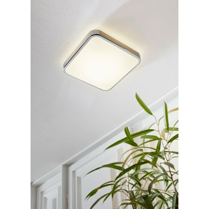 Eglo LED-Deckenleuchte Manilva 1 (16 W, Weiß/Chrom, L x B x H: 29 x 29 x 7 cm)