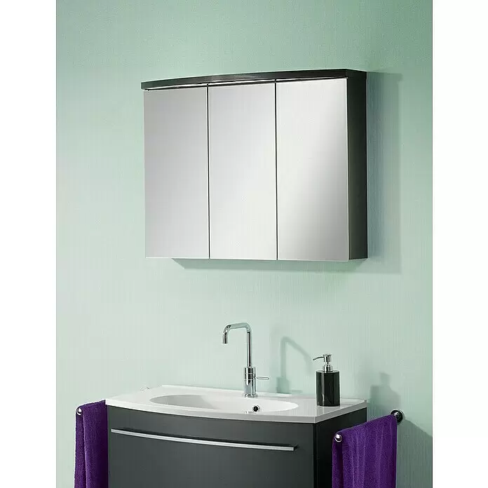 Camargue Swing LED-Spiegelschrank - B x H: 80 x 70,5 cm, Mit Beleuchtung, Grafit - Stimmungsaufnahme