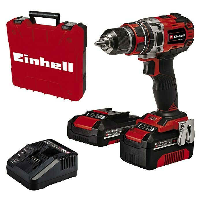 Einhell Power X-Change Akku-Schlagbohrschrauber TE-CD 18/50 Li-i BL18 V, 2 Akkus, 2 Ah - 4 Ah, Leerlaufdrehzahl: 0 U/min - 1.800 U/min Diagonal View