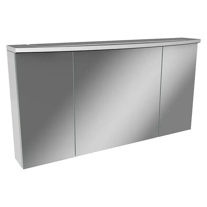 Camargue Swing LED-SpiegelschrankB x H: 120 x 70,5 cm, Mit Beleuchtung, Weiß - Elegantes silbernes Sideboard mit glatten Oberflächen. Das moderne Möbelstück bietet stilvollen Stauraum für jedes Interieur.