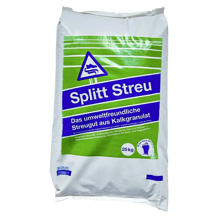 Splitt-Streu - 25 kg, Salzfrei - Ein Sack Splitt Streu Kalkgranulat Streugut, umweltfreundlich und sicher für Tiere und Pflanzen, mit 25 kg Inhalt.