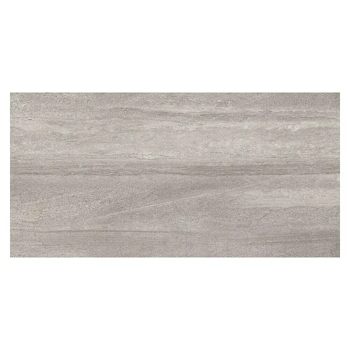 Steingutfliese Wave - 30 x 60 cm, Grau, Matt - Graue Keramikfliese mit subtilen Maserungen, ideal für moderne Innenräume, die Wärme und Eleganz vereinen.