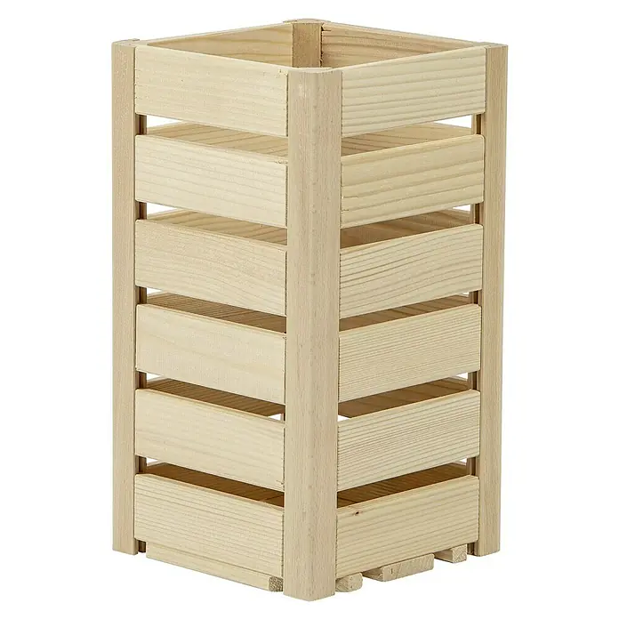 HolzZollhaus Holzkiste A 1/8 - 32 x 17,5 x 18 cm, Natur - Ein hoher, schlanker Holzkasten mit Lattenbauweise, ideal zur Aufbewahrung von Gegenständen und zur stilvollen Organisation im Haushalt.