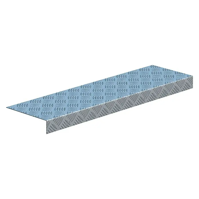 Sarei Riffelblechprofil - Typ: HG 11, 1.000 x 137 x 30 mm, Aluminium - Eine profilierte Aluminiumrampe mit erhöhter Kante für zusätzlichen Halt, ideal für den sicheren Übergang.