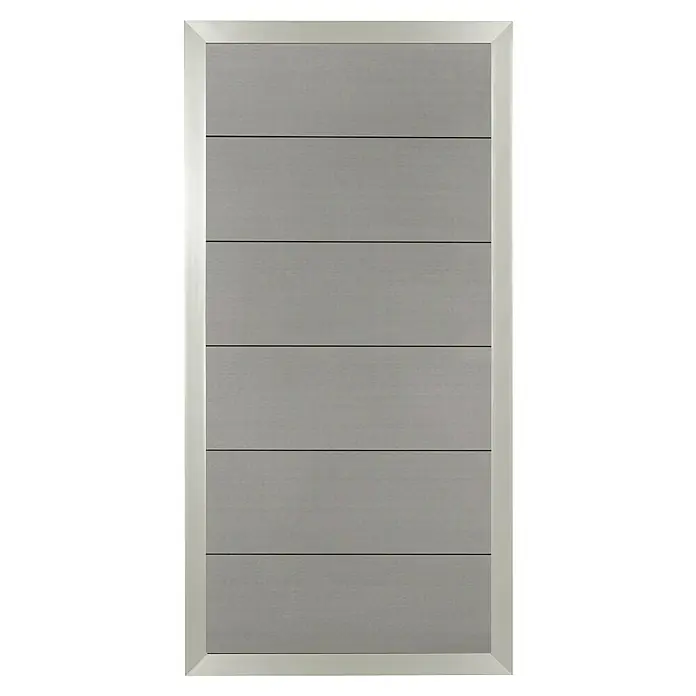 Sichtschutzelement Roma - 90 x 180 cm, Grau - Elegante graue Schranktür mit modernem Design und silbernem Rahmen, perfekt für ein stilvolles Zuhause. Die Tür ist schlicht und zeitlos.