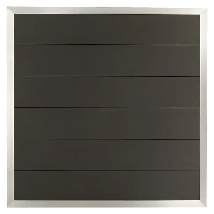 Sichtschutzelement Roma - 180 x 180 cm, Anthrazit - Ein Garagentor mit schlichten horizontalen Paneelen und einem modernen silbernen Rahmen, das ein elegantes und zeitgemäßes Design bietet.