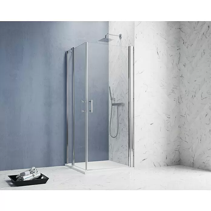 GEO Hit Pro Eckdusche B-PE210L x B x H: 80 x 100 x 202,2 cm, Beschichtet, Stärke: 6 mm, Chrom