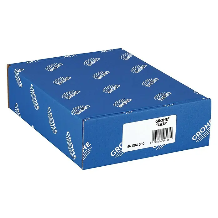 Grohe Pflege-Set - Passend für: Grohe Wand-Dusch-WC-Set Sensia - Nahaufnahme einer blauen Grohe-Produktverpackung mit dem Logo und der Artikelnummer 46 884 000.