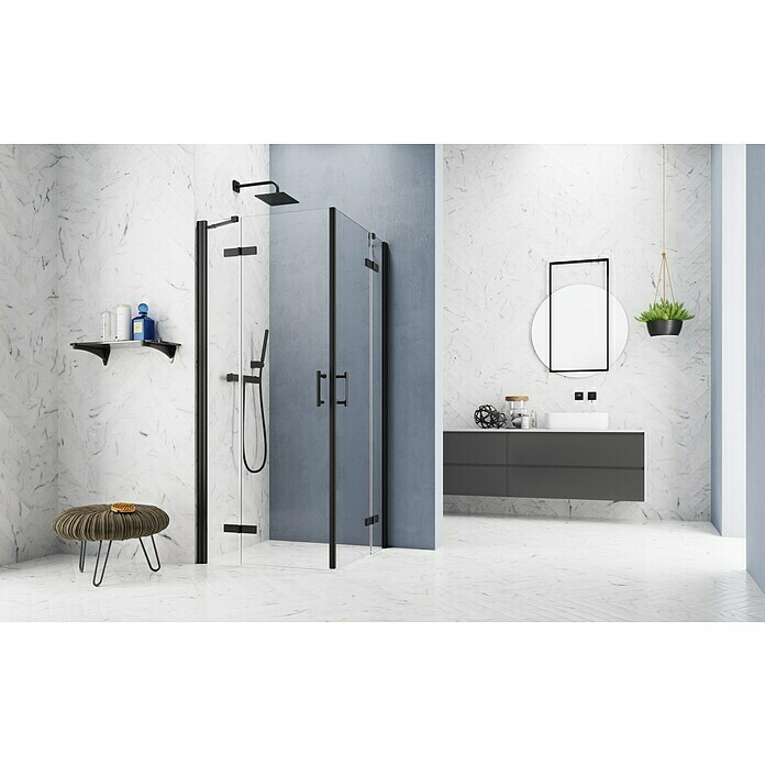 GEO Hit Pro Eckdusche B-PE300 (80 x 100 x 200 cm, Beschichtet, Schwarz, Glasstärke: 6 mm) | BAUHAUS