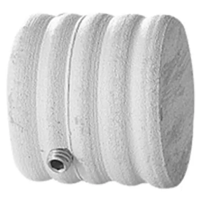 Tapones terminales modelo Tapón - Blanco-Beige, 2 ud. - Un pomo de madera blanco acanalado con un pequeño tornillo en el lateral, ideal para muebles o proyectos de artesanía.