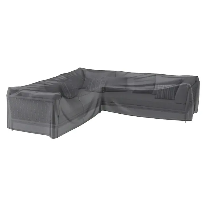 Loungemöbel Schutzhülle Aerocover - L x B x H: 300 x 300 x 70 cm, Polyester, Anthrazit - Eine graue Sofagarnitur-Schutzhülle schützt eine Eckcouch. Ideal, um Ihre Gartenmöbel vor Witterungseinflüssen zu schützen.