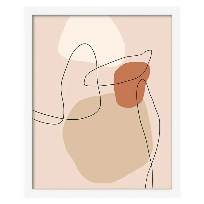 Bild - Abstrakt Frau, B x H: 30 x 40 cm, 2 -tlg. - Abstrakte Kunst mit geschwungenen Linien & erdigen Formen, gerahmt in schlichtem Weiß. Zeitgenössisches Design für moderne Interieurs.
