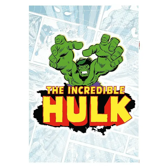 Komar Marvel Wandtattoo Hulk Comic Classic - 50 x 70 cm, 1 -tlg. - Das Incredible Hulk-Poster zeigt den grünen Wutkoloss mit den Fäusten nach vorn, seinen Namen in fetten Buchstaben darunter.