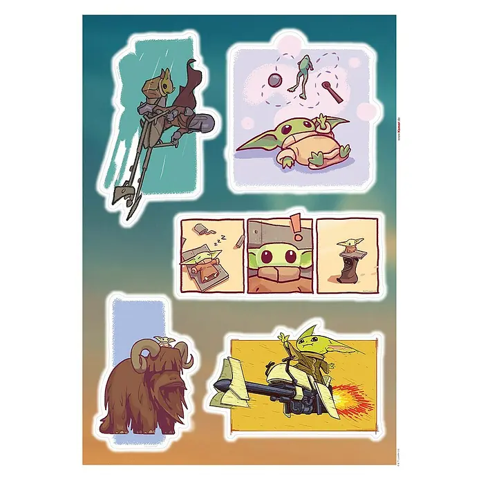 Komar Star Wars Wandtattoo Mandalorian Funny Grogu - Bunt, 50 x 70 cm, 5 -tlg. - "The Mandalorian" Stickerbogen mit verschiedenen Darstellungen von Grogu. Ideal für Fans der Serie, um Gegenstände zu verzieren.