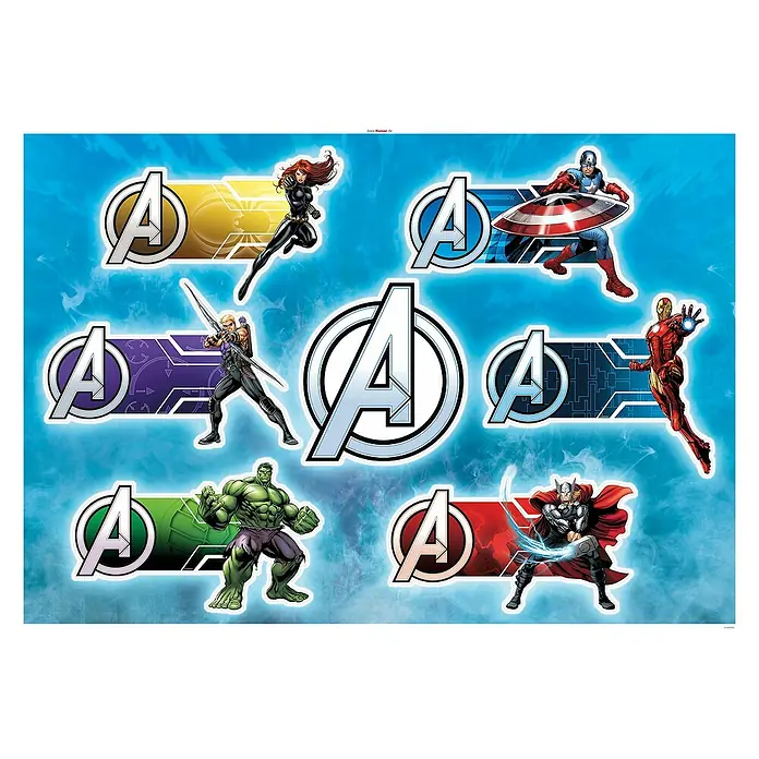 Komar Marvel Wandtattoo Avengers Plates70 x 100 cm - Avengers-Wandaufkleber-Set mit Helden wie Iron Man, Thor und Hulk. Ideal zur Dekoration von Kinderzimmern mit den beliebtesten Superhelden.