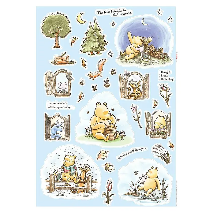 Komar Wandtattoo Disney Winnie The Pooh Adventures - Bunt, 50 x 70 cm, 61 -tlg. - Niedlicher Winnie Puh Aufkleberbogen mit verschiedenen Motiven, wie Puuh mit seinen Freunden, beim Essen von Honig und in verschiedenen Szenen.