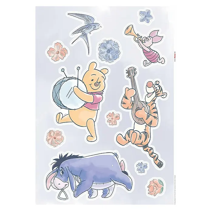 Komar Wandtattoo Disney Winnie Pooh Flowers - Bunt, 50 x 70 cm, 12 -tlg. - Winnie Puuh und seine Freunde als Wandtattoo mit Winnie Puuh, Ferkel, Tigger, I-Aah und einer Schwalbe.