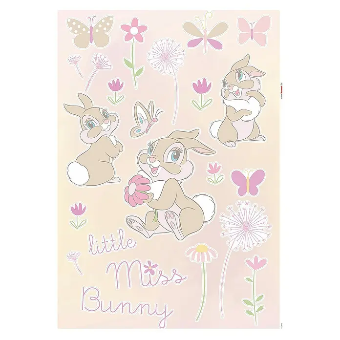 Komar Wandtattoo Disney Little Miss Bunny - Bunt, 50 x 70 cm, 24 -tlg. - Wandsticker mit niedlichem Miss Bunny-Design, ideal für Kinderzimmer. Mit Häschen-Motiven, Blumen und Schmetterlingen für eine verspielte Atmosphäre.