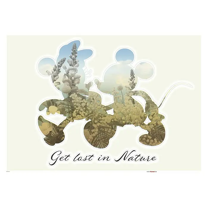 Komar Wandtattoo Mickey Mouse - Get Lost In Nature - Bunt, 50 x 70 cm, 5 -tlg. - Disney Wandbild: Mickey und Minnie Maus im floralen Design. Ideal für Kinderzimmer und Disney-Fans, bringt die Natur ins Haus.
