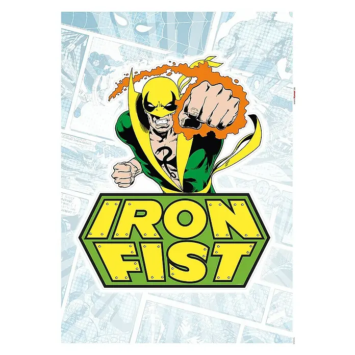 Komar Marvel Wandtattoo Iron Fist Comic - Bunt, 50 x 70 cm, 1 -tlg. - Iron Fist Aufkleber: Comic-Ikone im dynamischen Design. Perfekt für Fans des Superhelden, der mit unbändiger Kraft und Kampfkunst begeistert.