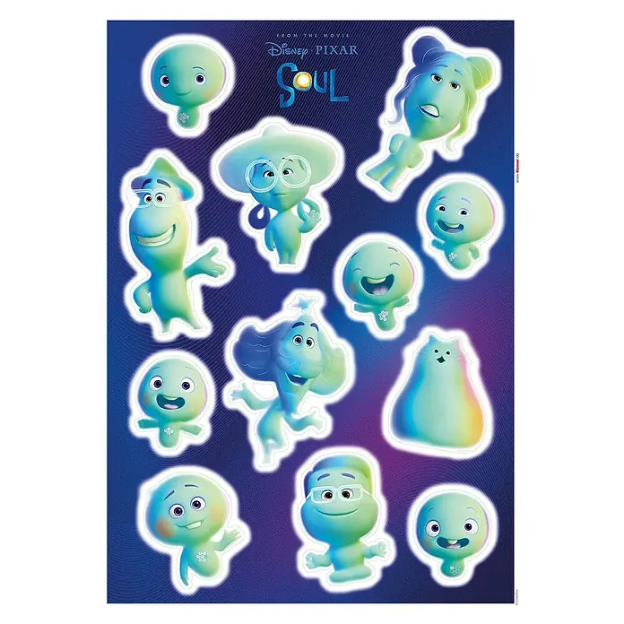 Komar Wandtattoo Disney Pixar Soul - Soulmates - Bunt, 50 x 70 cm, 12 -tlg. - Aufkleberbogen mit verschiedenen Charakteren aus dem Disney Pixar Film Soul. Ideal zum Dekorieren von Gegenständen.
