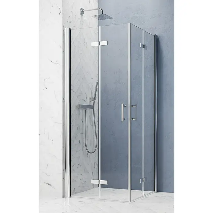 GEO Hit Pro Eckdusche B-PE400 - 80 x 80 x 202,2 cm, Beschichtet, Chrom, Glasstärke: 6 mm - Geräumige, moderne Duschkabine mit klaren Linien und glänzenden Beschlägen. Das schlichte Design passt perfekt in jedes Badezimmer.