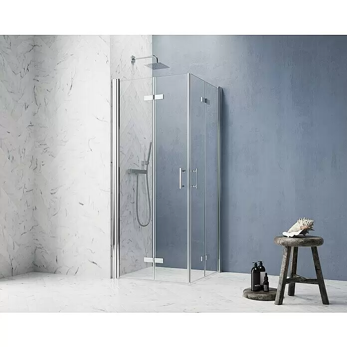 GEO Hit Pro Eckdusche B-PE400L x B x H: 100 x 90 x 202,2 cm, Beschichtet, Stärke: 6 mm, Chrom