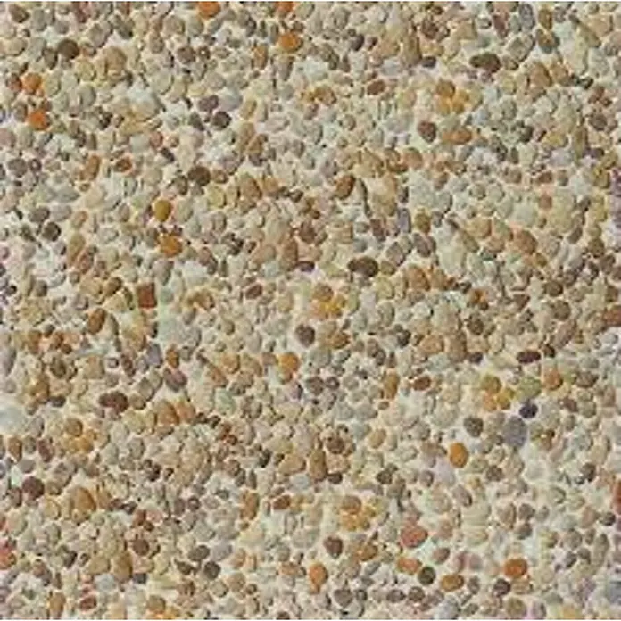 BHS Madrid Loseta de exterior Canto Lavado - Marrón, Granito - Primer plano de hormigón con áridos vistos con pequeños guijarros. La superficie se ve rugosa y natural.