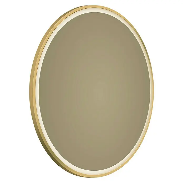 DSK Lichtspiegel Desire - Durchmesser: 55 cm, Bronze, Leuchtmittel - Elegantes rundes LED-Panel mit goldfarbenem Rahmen, ideal für moderne Innenräume. Die sanfte Beleuchtung schafft eine angenehme Atmosphäre.