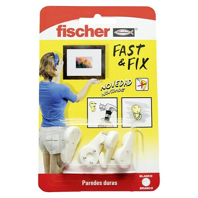 Fischer Gancho para colgar cuadros rectos Fast & Fix (10 ud., Blanco)