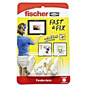 Fischer Gancho para colgar cuadros Fast & Fix con 3 puntas (4 ud., Blanco)
