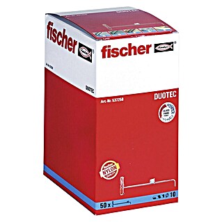 Fischer Duotec Taco basculante 10 (Diámetro taco: 10 mm, Longitud taco: 50 mm, 50 ud., Apto para: Placas de yeso laminado)