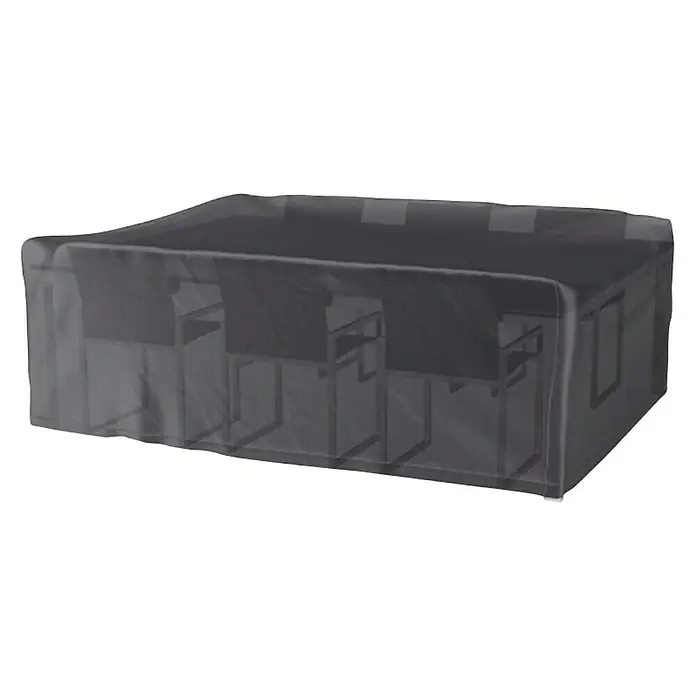 Sitzgruppen-Schutzhülle Aerocover - L x B x H: 240 x 190 x 85 cm, Kunststoff - Eine rechteckige Tischhusse bedeckt einen Tisch und Stühle und schützt sie vor Witterungseinflüssen. Ideal für den Außenbereich.